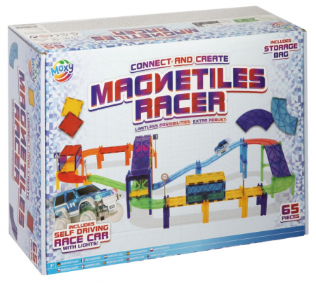 Játékok 4 éves kortól - Set de constructie, Magnetiles, Racer, 65 piese