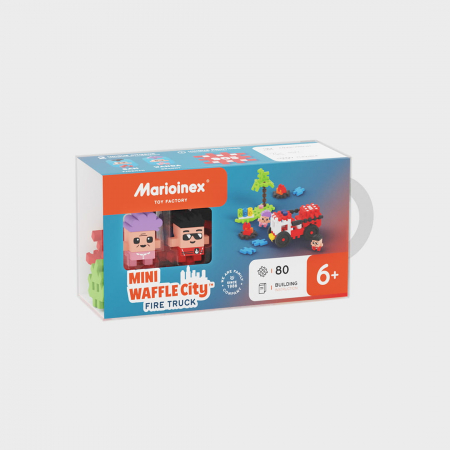 Idei de cadouri sub 100 de lei - Set de constructie, Masina de pompieri, 80 piese, Mini Waffles, Marioinex