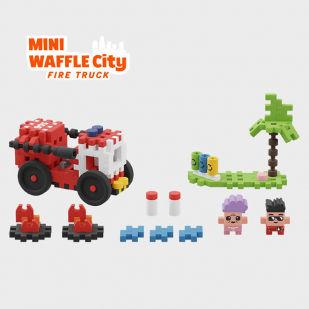 Set de constructie, Masina de pompieri, 80 piese, Mini Waffles, Marioinex [2]