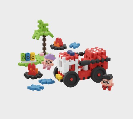 Set de constructie, Masina de pompieri, 80 piese, Mini Waffles, Marioinex [1]