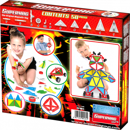 Set de constructie masini cu piese magnetice Supermag, 50 piese [1]