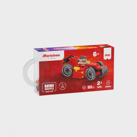 Set de constructie, Masini, rosie, 50 piese, Mini Waffles, Marioinex [1]