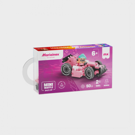 Set de constructie, Masini, roz, 50 piese, Mini Waffles, Marioinex [1]