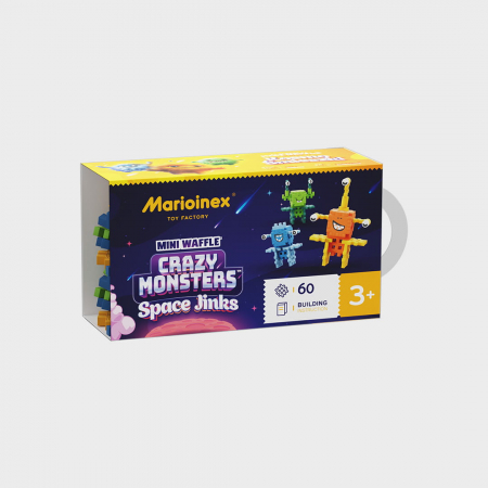 Jucării copii 7-8 ani - Set de constructie, Monstrulestii trazniti, Aventura in spatiu,  60 piese, Mini Waffles, Marioinex