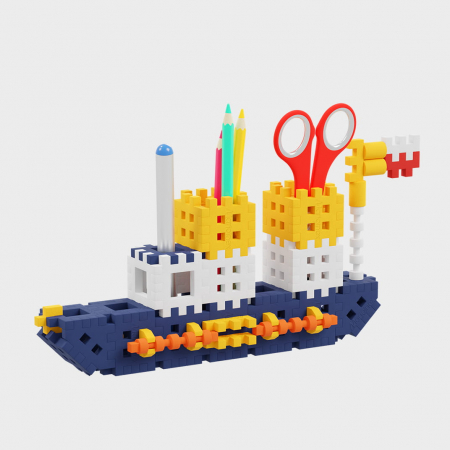 Set de constructie, Organizator de birou, vehicule, 140 piese, Mini Waffles, Marioinex [1]