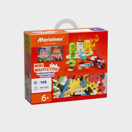 Jucării copii 10+ - Set de constructie, Pompierii in alerta, 148 piese, Mini Waffles, Marioinex