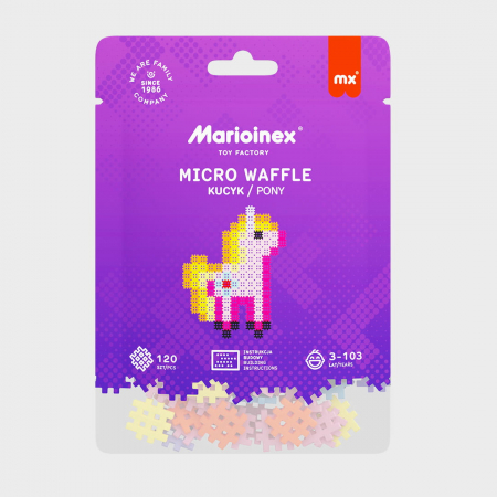 Jucării copii 10+ - Set de constructie, Ponei, 120 piese, Micro Waffles, Marioinex