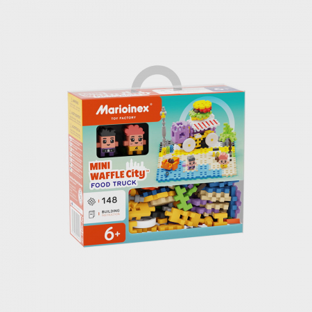 Jucării copii 10+ - Set de constructie, Rulota cu mancare, 148 piese, Mini Waffles, Marioinex