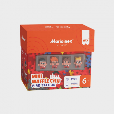 Jocuri creative - Set de constructie, Sectia de pompieri,  280 piese, Mini Waffles, Marioinex