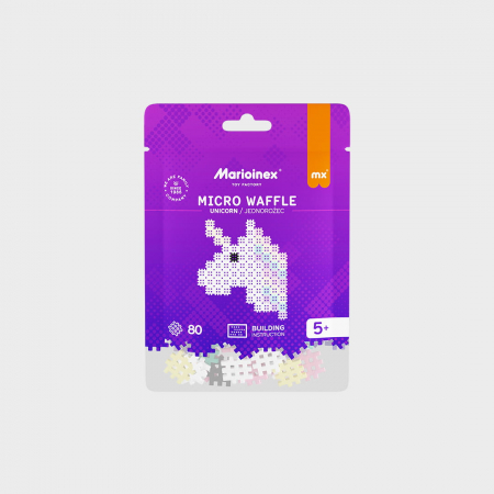 Jucării copii 7-8 ani - Set de constructie, Unicorn, 80 piese, Micro Waffles, Marioinex