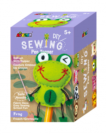 Jocuri educative - Set de cusut DIY - decoratiune topper pentru creion - Broasca