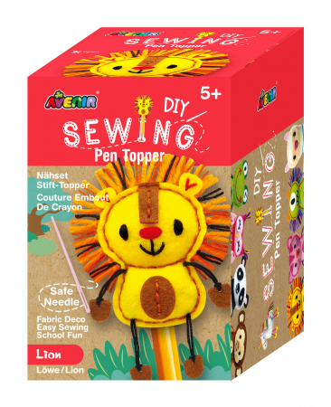 Jocuri educative - Set de cusut DIY - decoratiune topper pentru creion - Leu