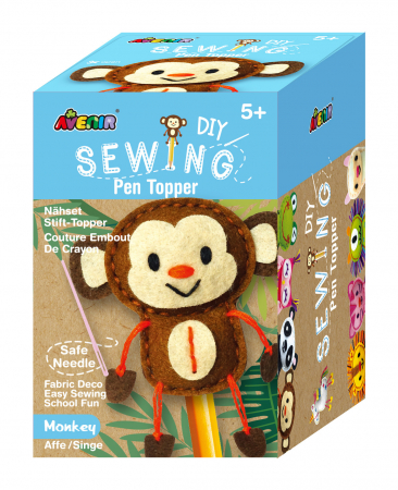 Jocuri educative - Set de cusut DIY - decoratiune topper pentru creion - Maimuta