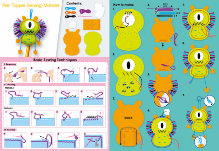 Set de cusut DIY - decoratiune topper pentru creion - Monstrulet [4]
