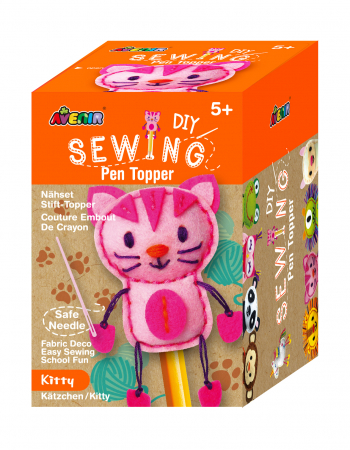 Jocuri educative - Set de cusut DIY - decoratiune topper pentru creion - Pisicuta