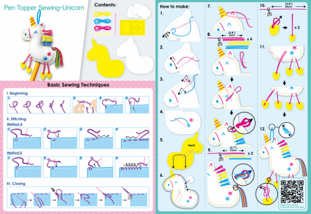 Set de cusut DIY - decoratiune topper pentru creion - Unicorn [2]