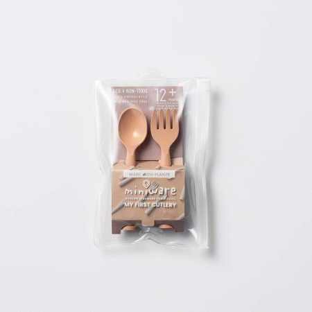 Set de tacamuri bebelusi Miniware My First Cutlery, 100% din materiale naturale biodegradabile, Toffee [1]