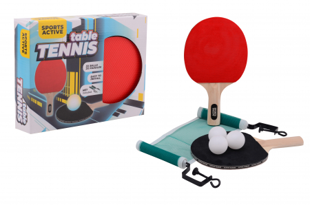 Jucării exterior - Set de tenis de masa cu 2 palete, 3 mingi de ping pong si fileu, Sports Active