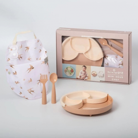Diversificare bebeluși - Set diversificare hrana bebelusi Miniware Mini Sous Chef 100% din materiale naturale biodegradabile, 6 piese, Golden Harvest