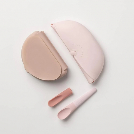 Set diversificare hrana bebelusi Miniware Sili Mini GO, 100% din materiale naturale biodegradabile, 3 piese, Pink Antioxidant [1]