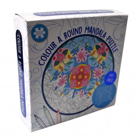 Puzzle - Set DIY Coloreaza propriul puzzle - mandala- albastru