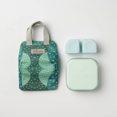 Mama și bebe - Set geanta termoizolanta Mealtote cu cutie Grow bento, Miniware Ready Go! Bento, 4 piese, Prickly Pear