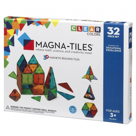 Jocuri magnetice - Set magnetic Clear Colors Magna-Tiles (32 piese)