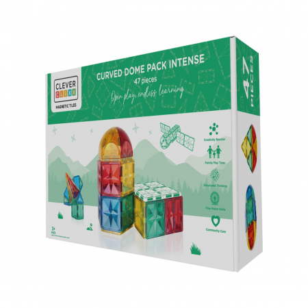 Jocuri magnetice - Set magnetic de construit Dome 47 piese, Cleverclixx