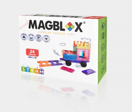Jucării copii 5-6 ani - Set magnetic Magblox - 24 piese magnetice accesorii pentru constructie