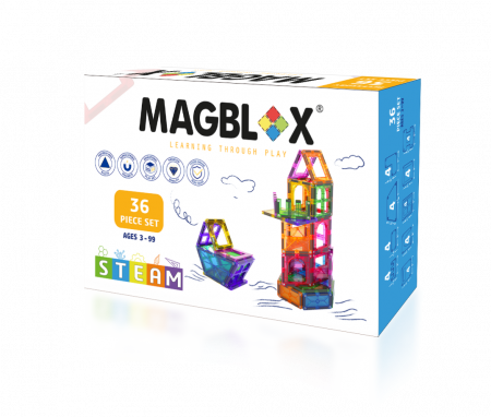 Jucării copii 5-6 ani - Set magnetic Magblox - 36 piese magnetice accesorii pentru constructie