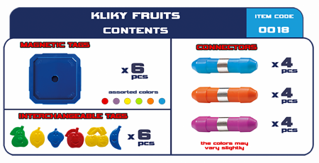 Set magnetic primar Supermag Kliky, 24 piese - Fructe [2]
