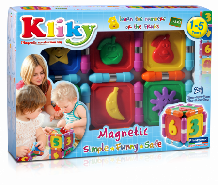Jocuri magnetice - Set magnetic primar Supermag Kliky, 24 piese - Fructe