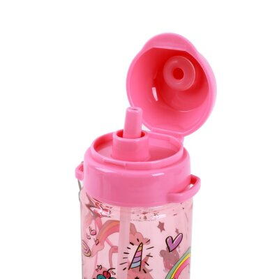 Sticla transparenta din tritan, cu pai, 400 ml - unicorni [1]