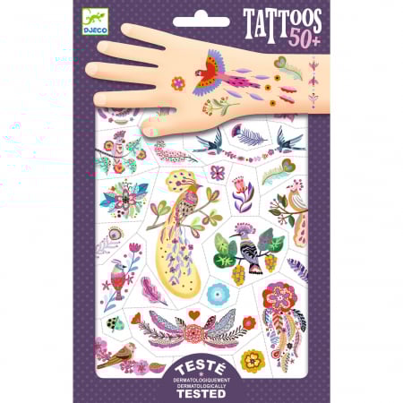 Jucării copii 7-8 ani - Tatuaje Djeco Pasari multicolore