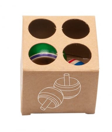 Jucării copii 3-4 ani - Titirezi eco din lemn in cutie carton, set 2 buc