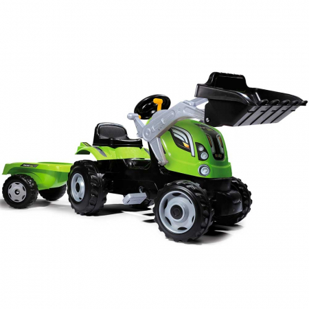 Jucării exterior - Tractor cu pedale si remorca Smoby Farmer Max verde
