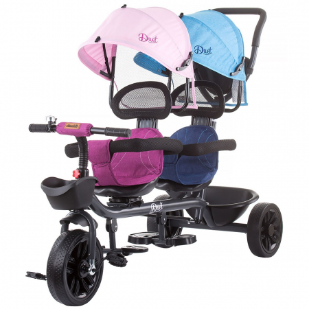 Jucării copii 0-2 ani - Tricicleta gemeni Chipolino Duet pink blue