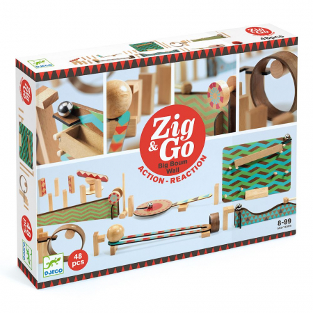 Jocuri logice - Zig & Go Djeco, set de constructie trasee, 48 piese