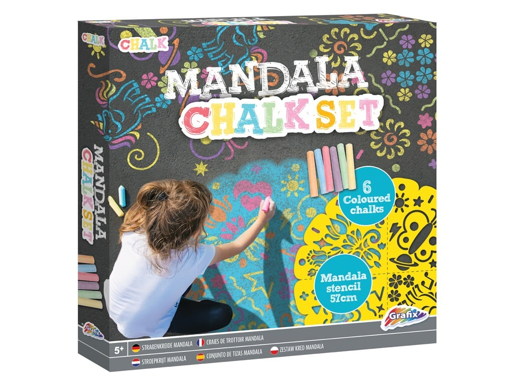 Set DIY, cu sablon XXL si creta colorata de exterior, Mandala, Grafix [1]