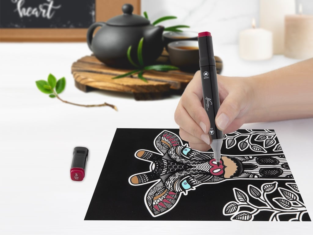 Set creativ de colorat pe fundal de catifea, Velvet Paper, unicorn, planse catifelate, A4 [3]