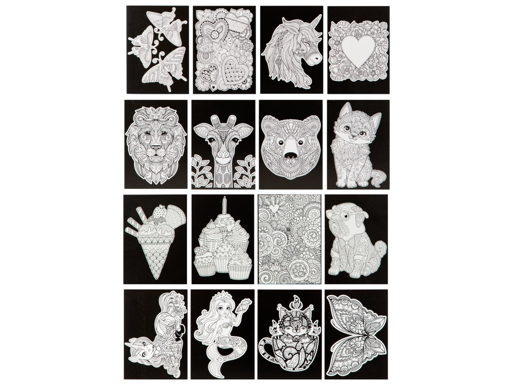 Set creativ de colorat pe fundal de catifea, Velvet Paper, unicorn, planse catifelate, A4 [2]