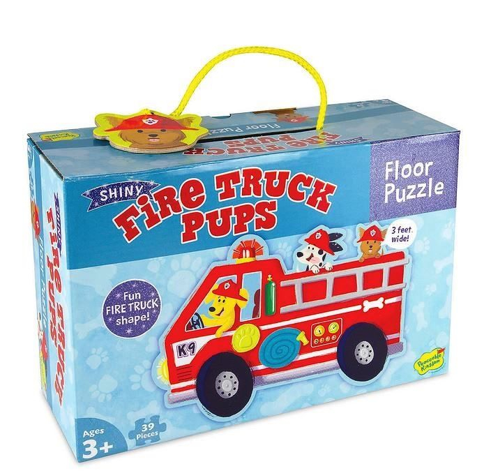 Firetruck pups puzzle - Masina de pompieri, puzzle mare de podea