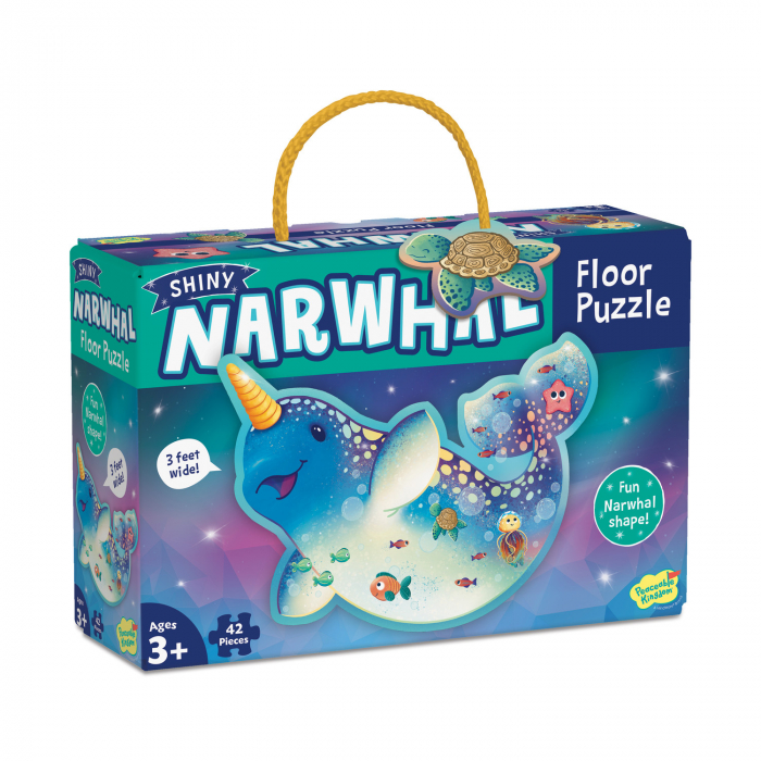 Puzzle de podea in forma de narval, Narwhal floor puzzle, Peaceable Kingdom Jucarii copii si jocuri educative