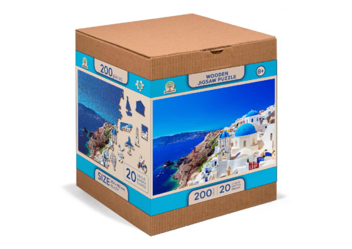 Puzzle din lemn, Santorini, Grecia, 200 piese