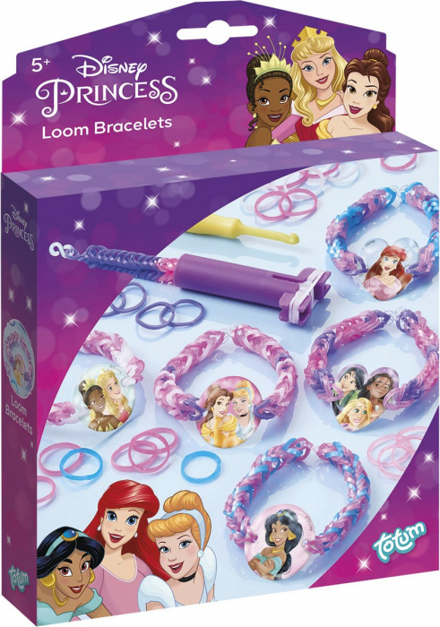 Set creativ bratari din elastice colorate, Disney Princess