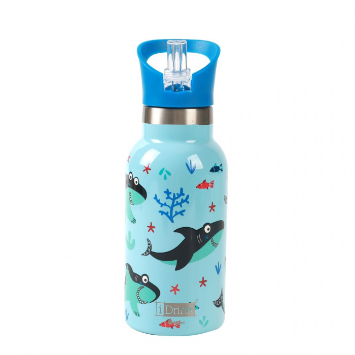 Termos pentru copii, din otel inoxidabil, design rechin, 350 ml