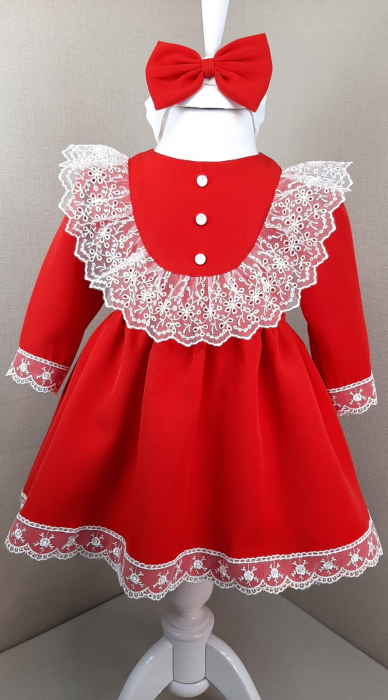 Rochie cu dantela - roșie [1]