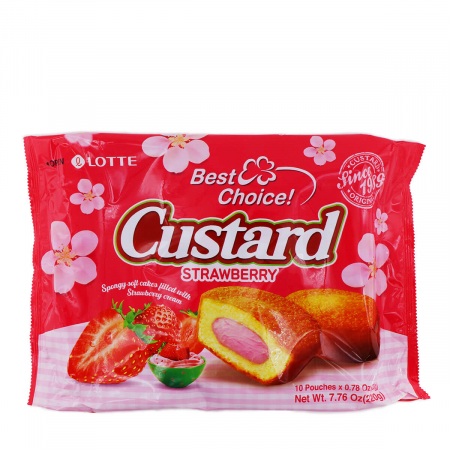 Prăjituri - Custard Strawberry 220g Lotte