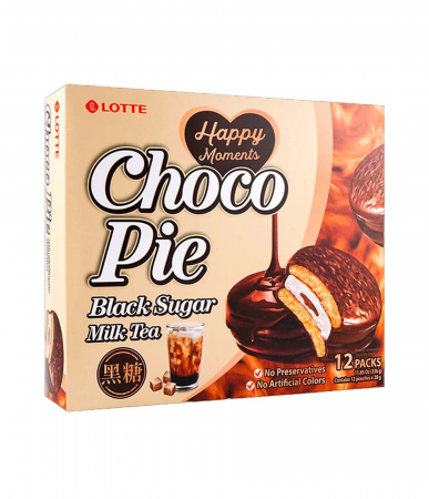 Prăjituri - ChocoPie Black Sugar Milk Tea 12x28g Lotte