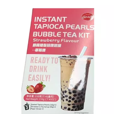 Perle de Tapioca - Instant Tapioca Pearls Bubble Tea Kit Strawberry 210g